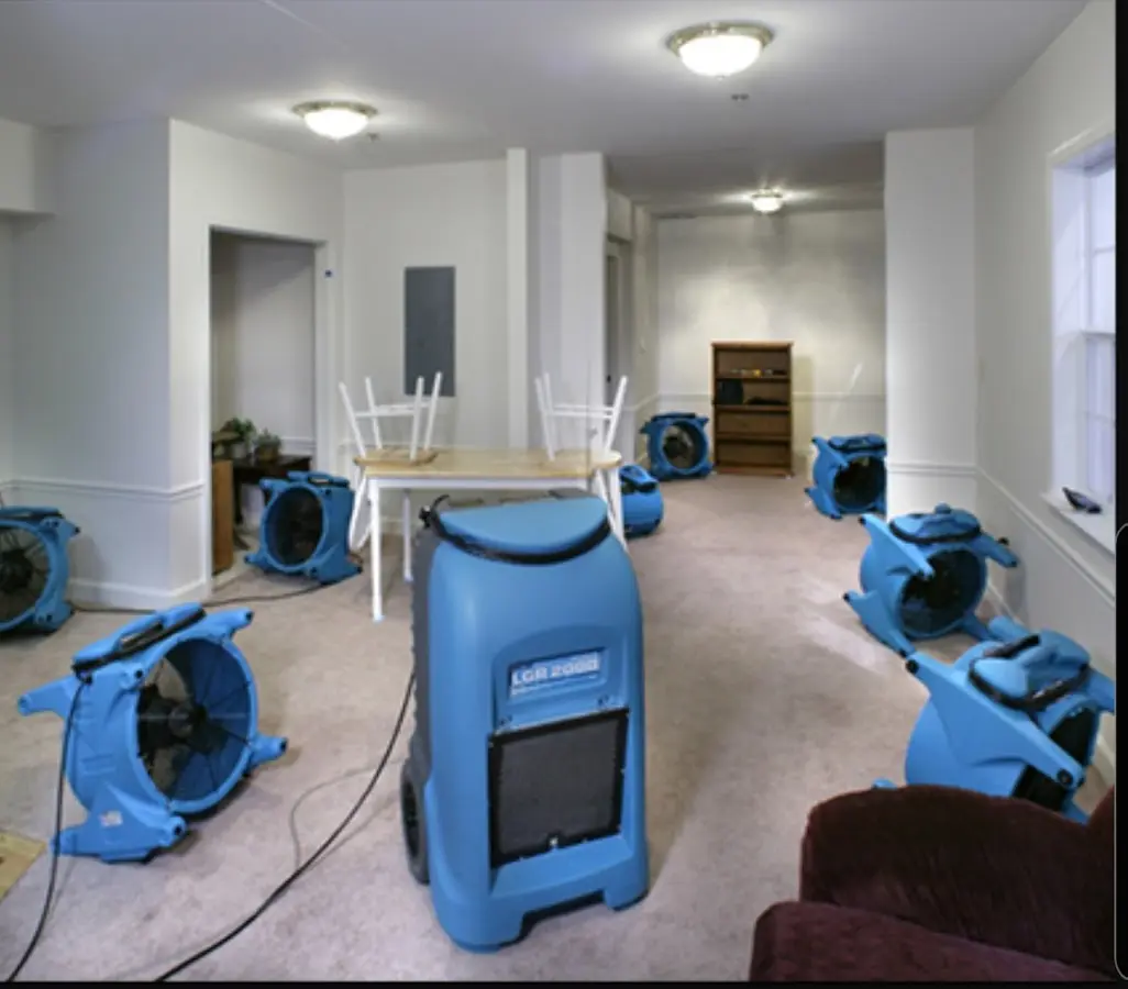 Air movers and dehumidifier setup for Water Damage Restoration in Robstown